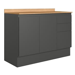 Balcão De Cozinha Acácia Touch 120cm Chumbo-freijó Com Rodapé E Tampo Mdp - Nicioli Chumbo-freijó