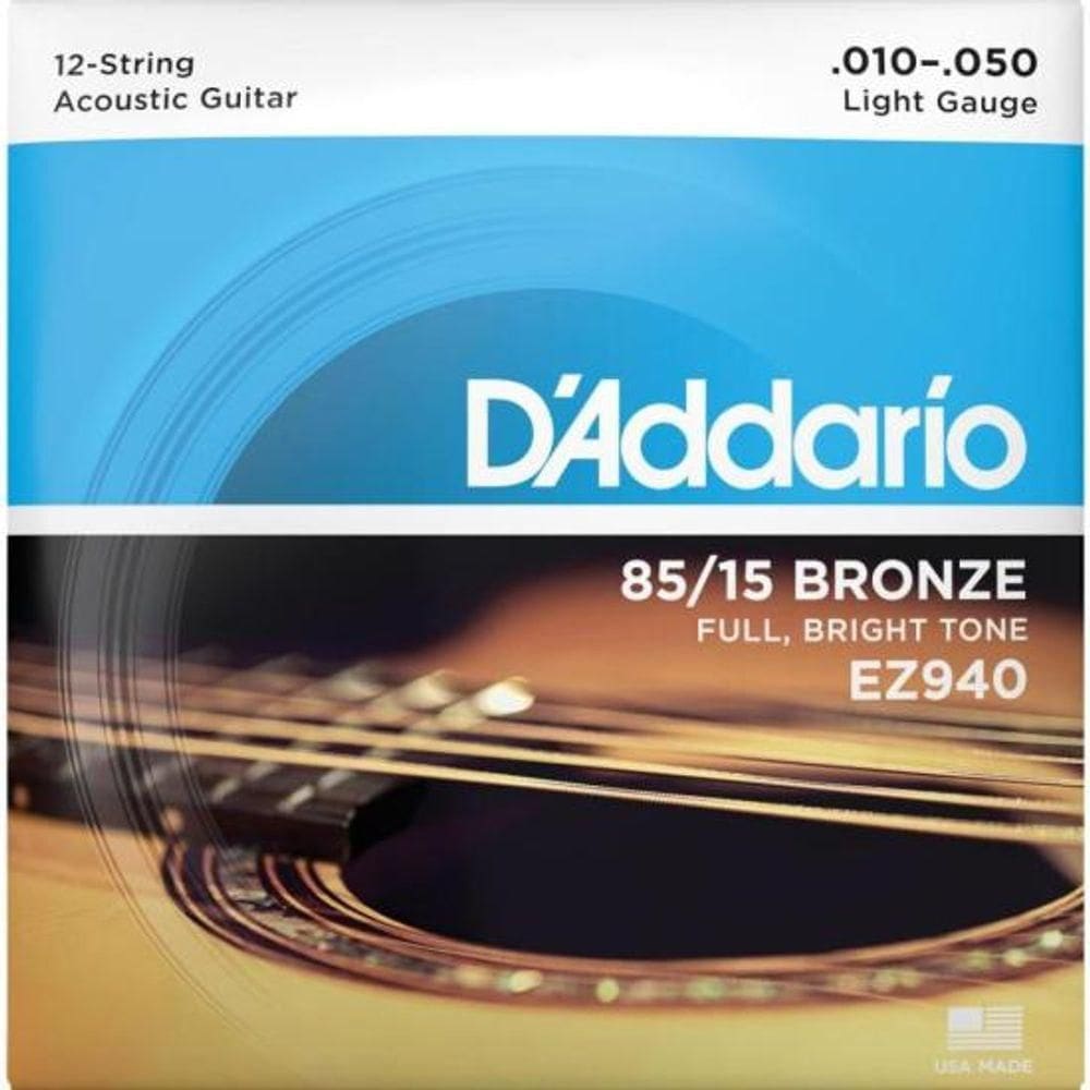 Encordoamento Violão Aço 12 Cordas 85/15 Bronze Ez940 D Addario [f002]