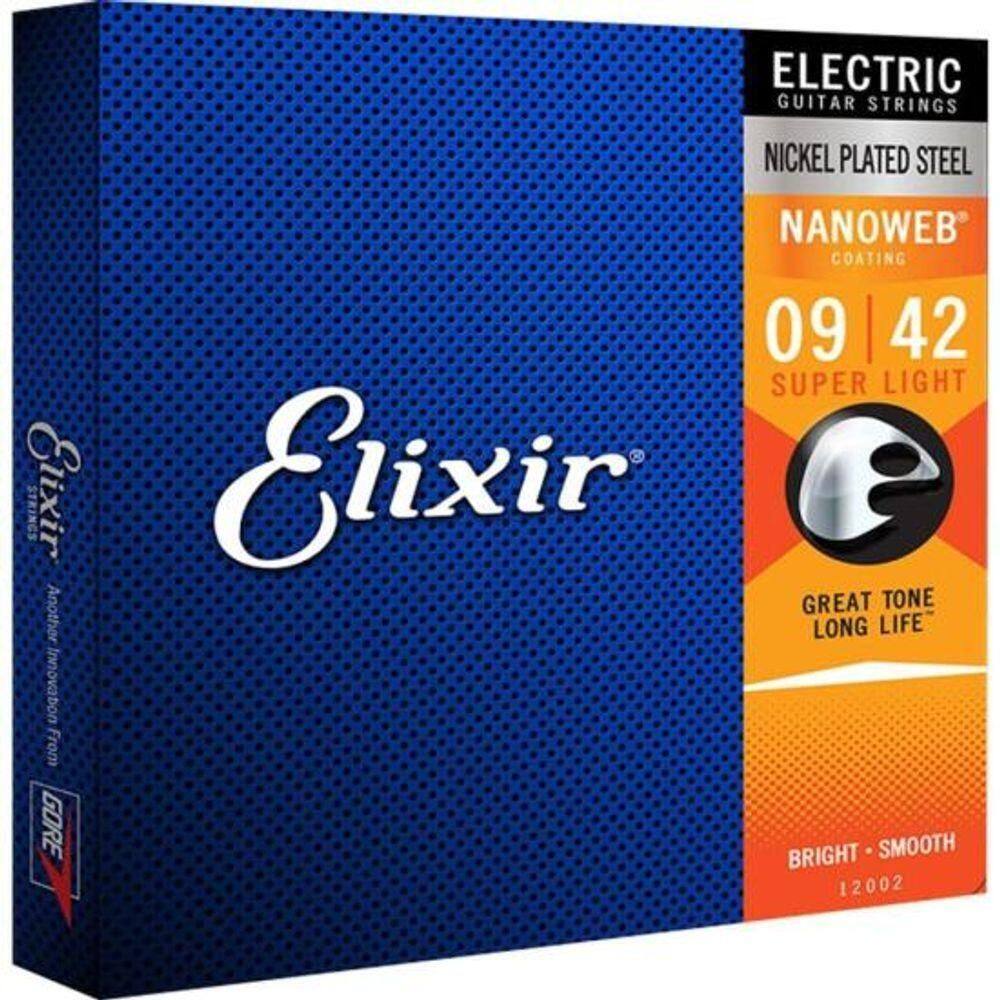 Encordoamento Para Guitarra .009 Super Light Nanoweb 12002 Elixir [f002]