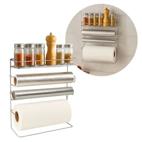 Organizador Cozinha Suporte Aço Cromado Premium Porta Rolos Para Parede - Aramig