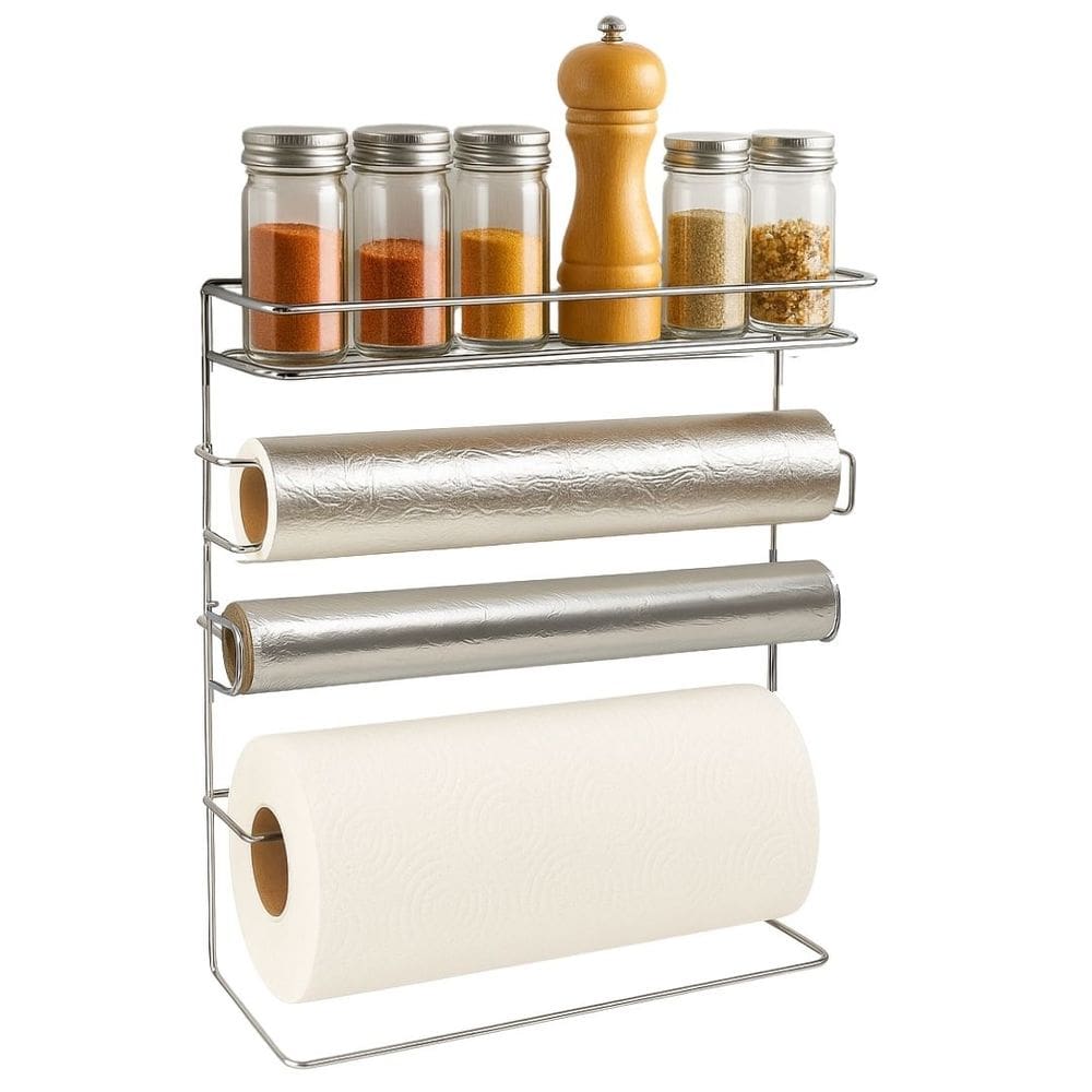 Organizador Porta Utensílios Rolos E Prateleira Parede Cook Porta Temperos - Aramig