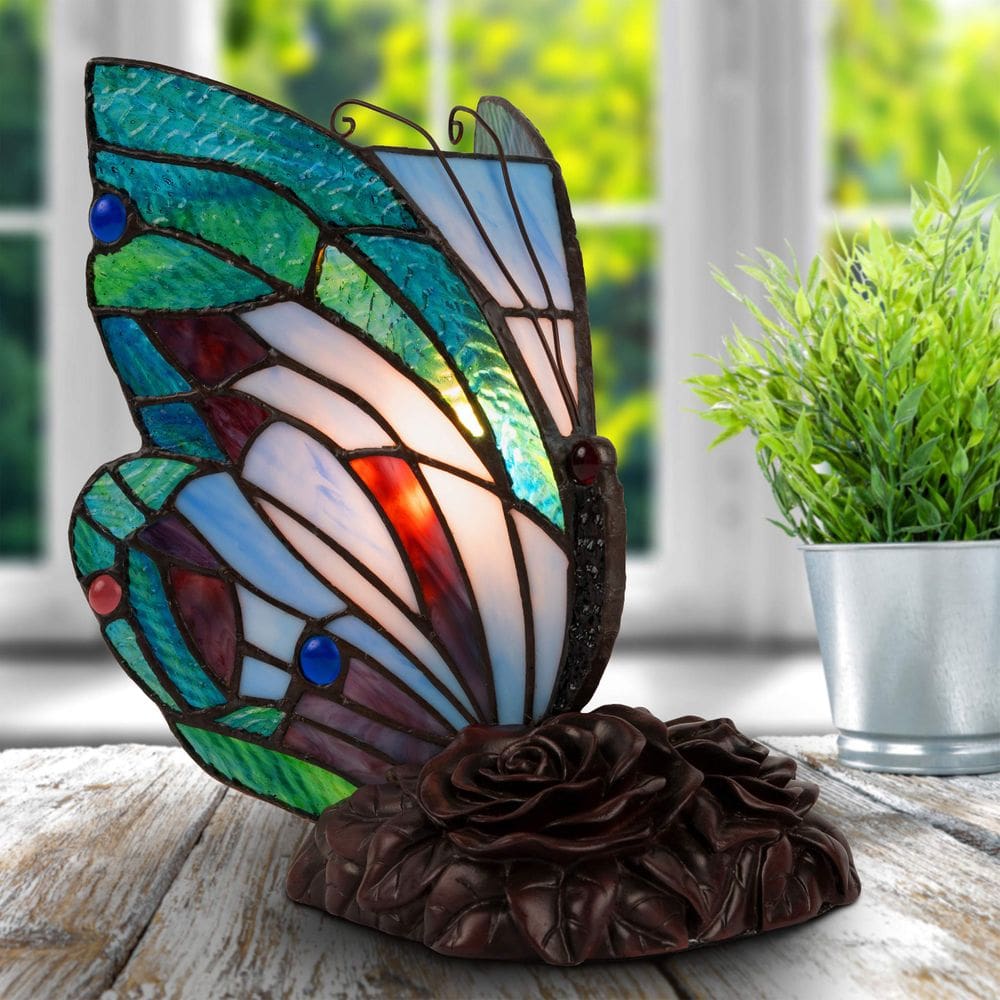 Lâmpada Tiffany Style Butterfly Stained Glass Lâmpada LED 4W