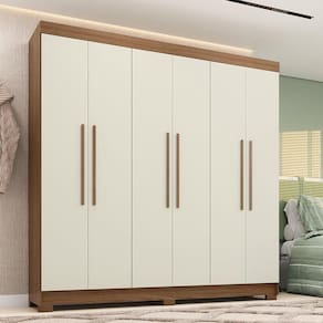 Guarda-roupa Casal 194,40cm 6 Pt 2 Gv Horácio Estilo Mm Jatoba/areia
