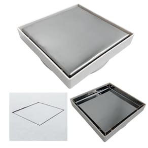 Ralo Banheiro Inteligente 15x15 modelo 2 em 1 Inox Invisível com Base Plástica Branca Sifonado