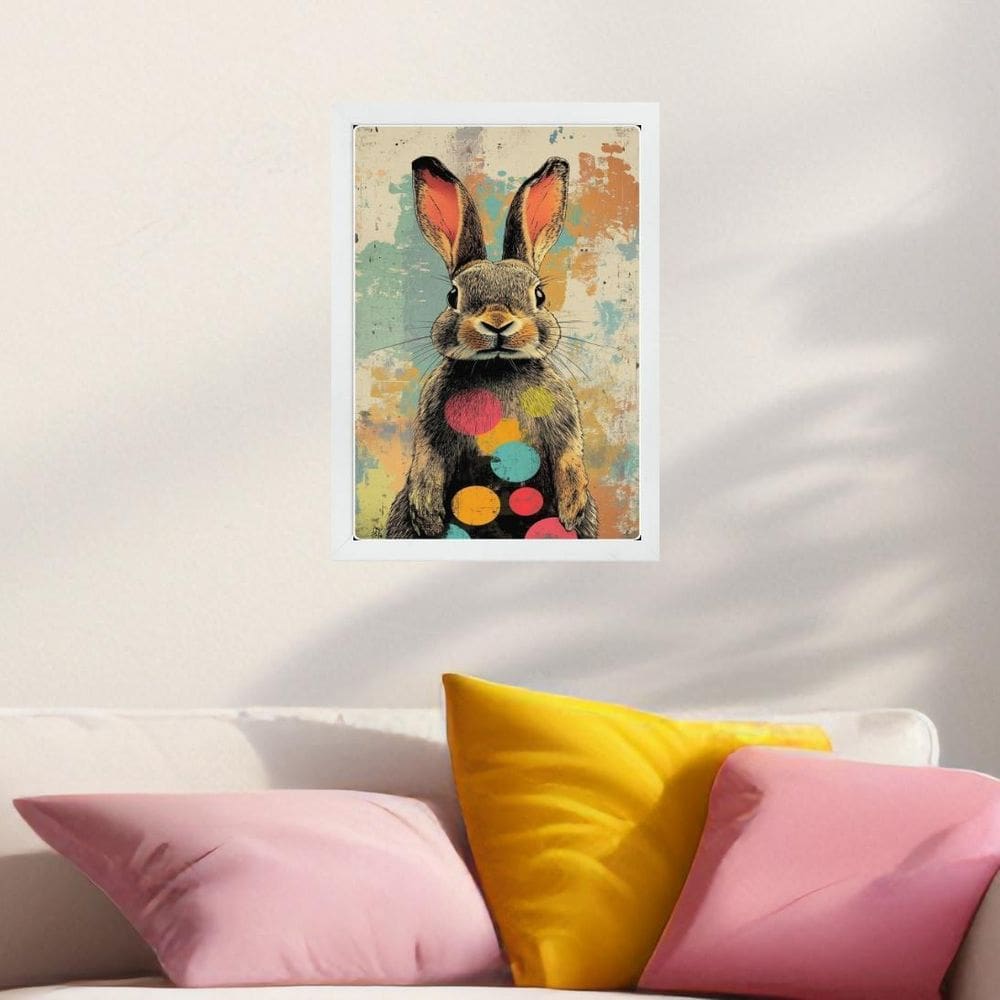 Quadro Decorativo Arte Coelho - Pop Art 24X18Cm - Com Vidro