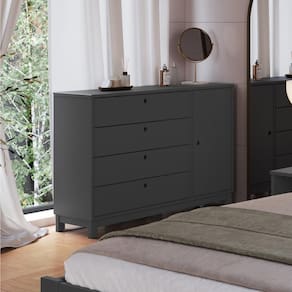 Cômoda de Madeira Maciça com 1 Porta e 4 Gavetas 110cm Multimóveis CR35279