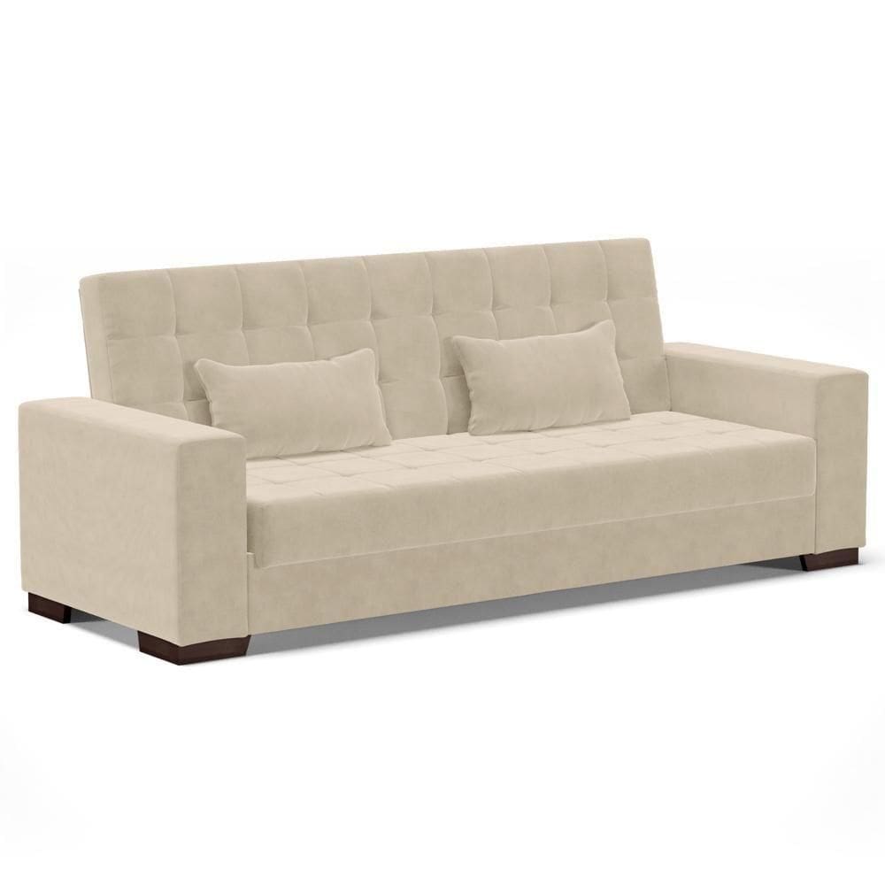 Sofá Cama Para Sala De Estar Lisboa Suede Bege - Ibiza