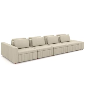 Sofá Ilha E Puff Sala Living 465cm Siesta M22 Linho Areia - Mpozenato