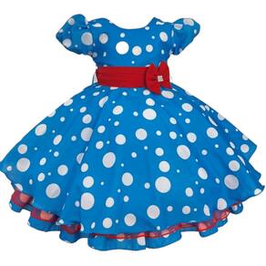 Vestido Menina Infantil Azul de Poá Festa Luxo Aniversário