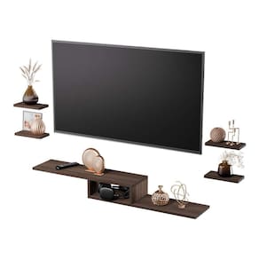 Rack TV Nicho Suspenso para Quarto Sala Nogal 110cm