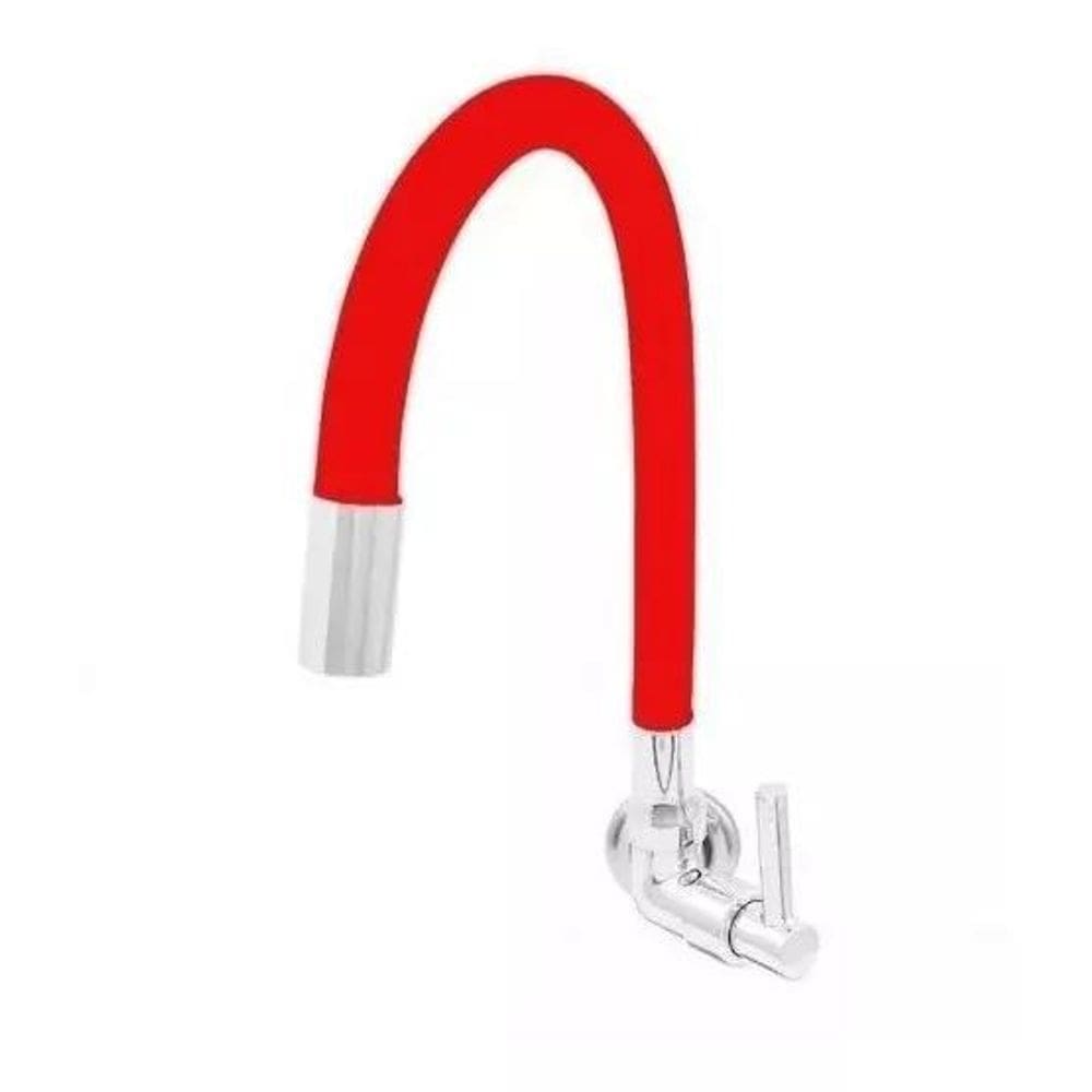 Torneira Luxo Parede Cano De Silicone Flexível C-66 Vermelha