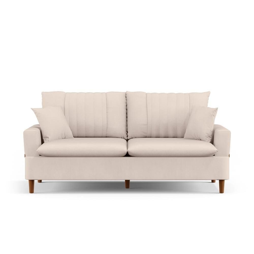 Sofá Living 2 Lugares 160cm Com Almofadas Veras D05 Suede Bege Claro - Mpozenato
