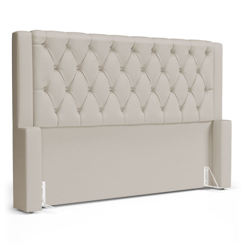 Cabeceira Atena Para Cama Box King Size 195cm Capitonê com Frame Suede Bege Claro - Abmaza