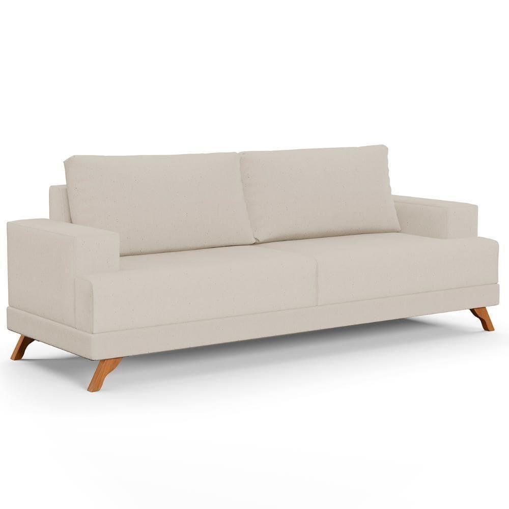 Sofá 2 Lugares 160cm Living Pés Curvos Santi D05 Linho Bege - Mpozenato