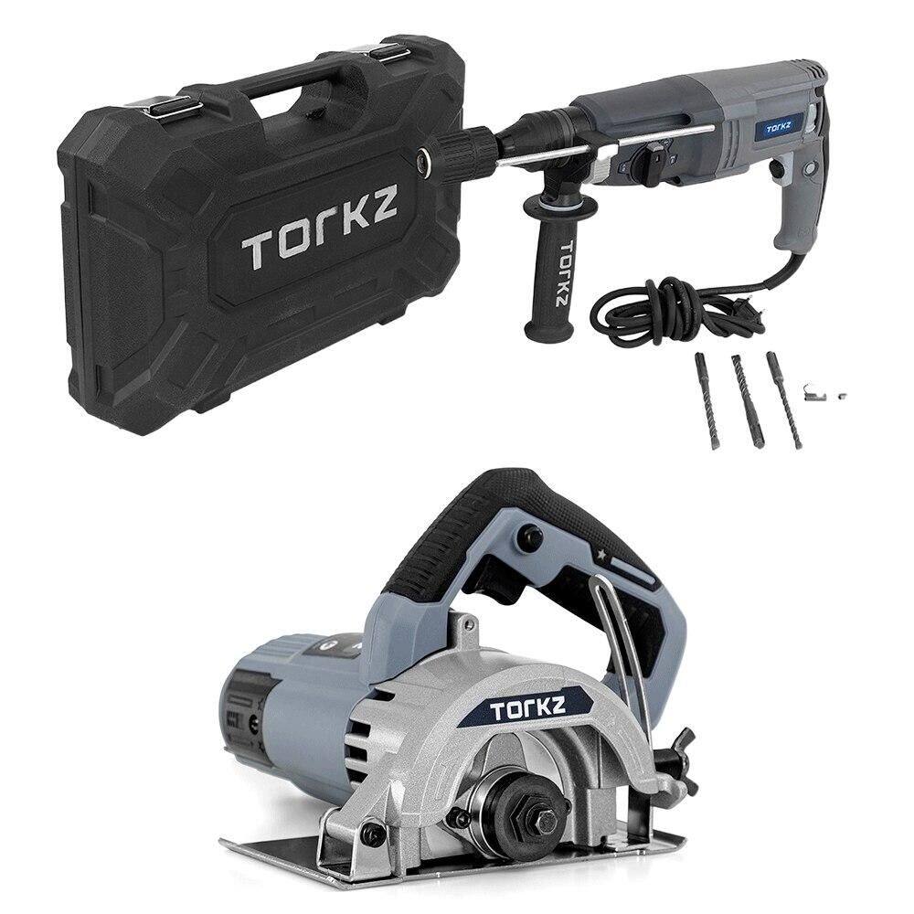 Martelete Perfurador Rompedor TRE0002 com Maleta e acessórios e Serra Mármore Profissional Torkz TRE0017 220 Volts