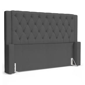 Cabeceira Atena Para Cama Box Casal Padrão 140cm Capitonê com Frame Linho Cinza Escuro - Abmaza