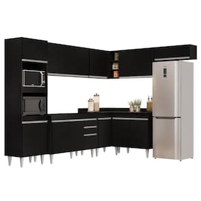 Armário De Cozinha Modulada De Canto 8 Peças Cp01 Balcão Preto - Lumil