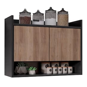 Armário De Cozinha Aéreo 71cm 2 Portas 1 Nicho Ceci M24 Preto/freijó - Mpozenato