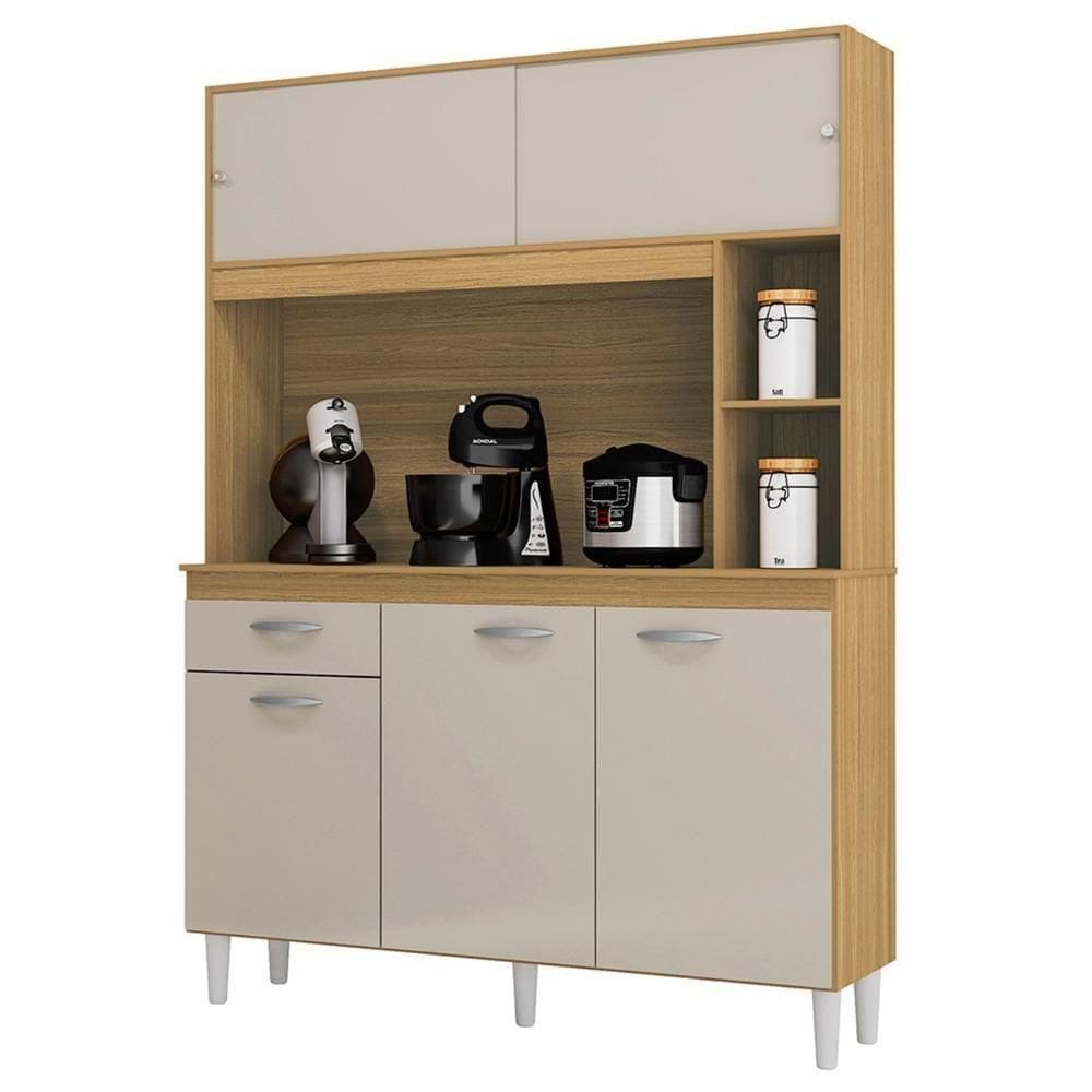 Armário De Cozinha Compacta 120cm Parisi P11 Damasco/off White - Mpozenato