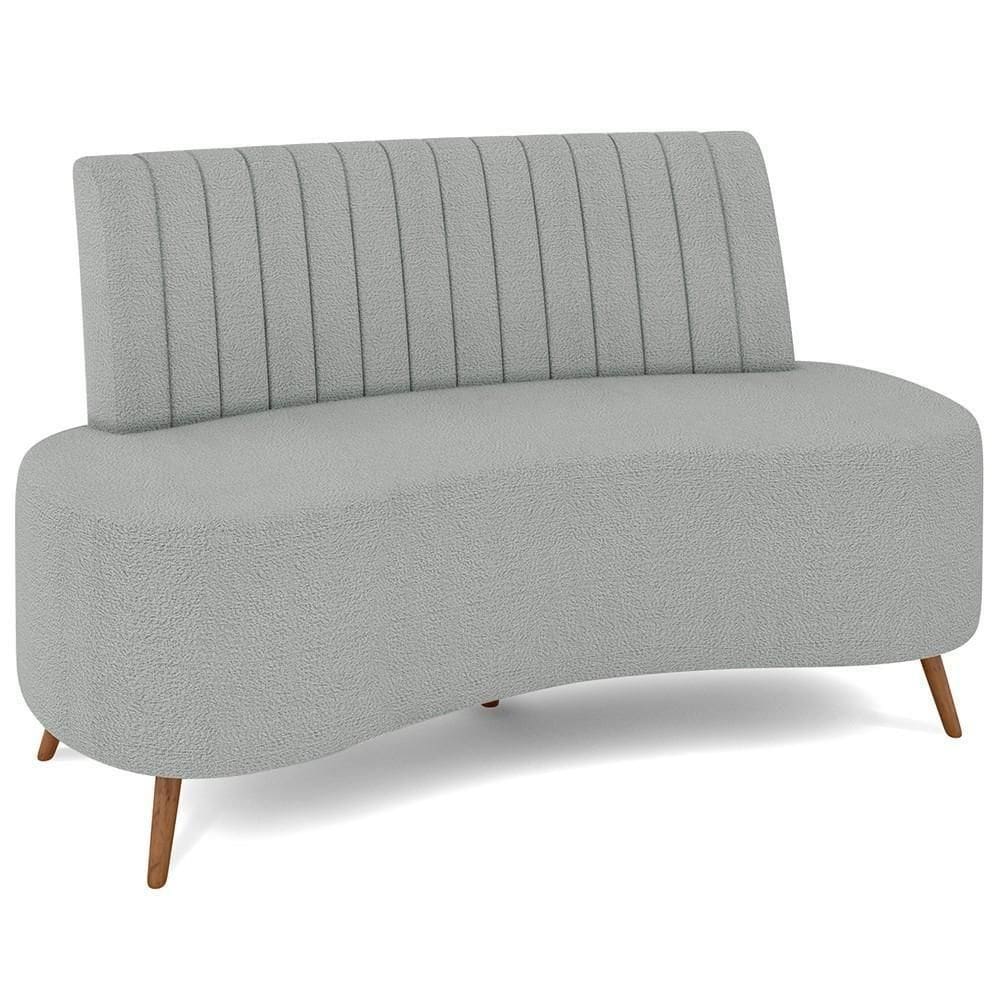 Sofá 2 Lugares Para Sala Living 160cm Pés Palito Tamar K04 Bouclê Cinza Claro - Mpozenato