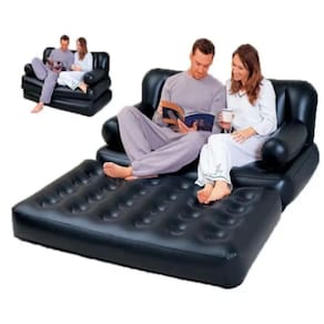 Sofa Cama Casal Inflavel Multifuncional 5 Em 1 Poltrona Dupla 300Kg Reclinavel Para Quarto Sala Ou Viagem
