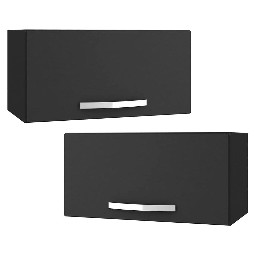 Kit 02 Armários Aéreo Geladeira Cozinha 60cm 01 Porta Preto - Abmaza