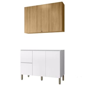 Armário De Cozinha Cp01 Para Pia 120cm Minsk K02 Branco/freijó - Mpozenato