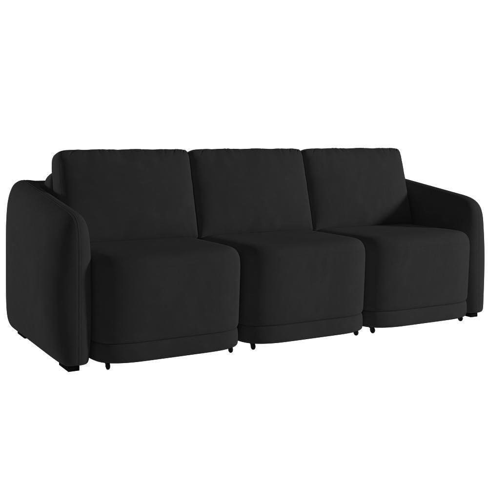 Sofá Cama Casal Para Sala 276cm Polska K04 Veludo Preto - Mpozenato