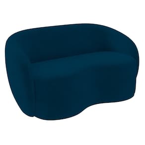 Sofá 3 Lugares Living Orgânico Sala De Estar 180cm Garbin K04 Veludo Azul Marinho - Mpozenato