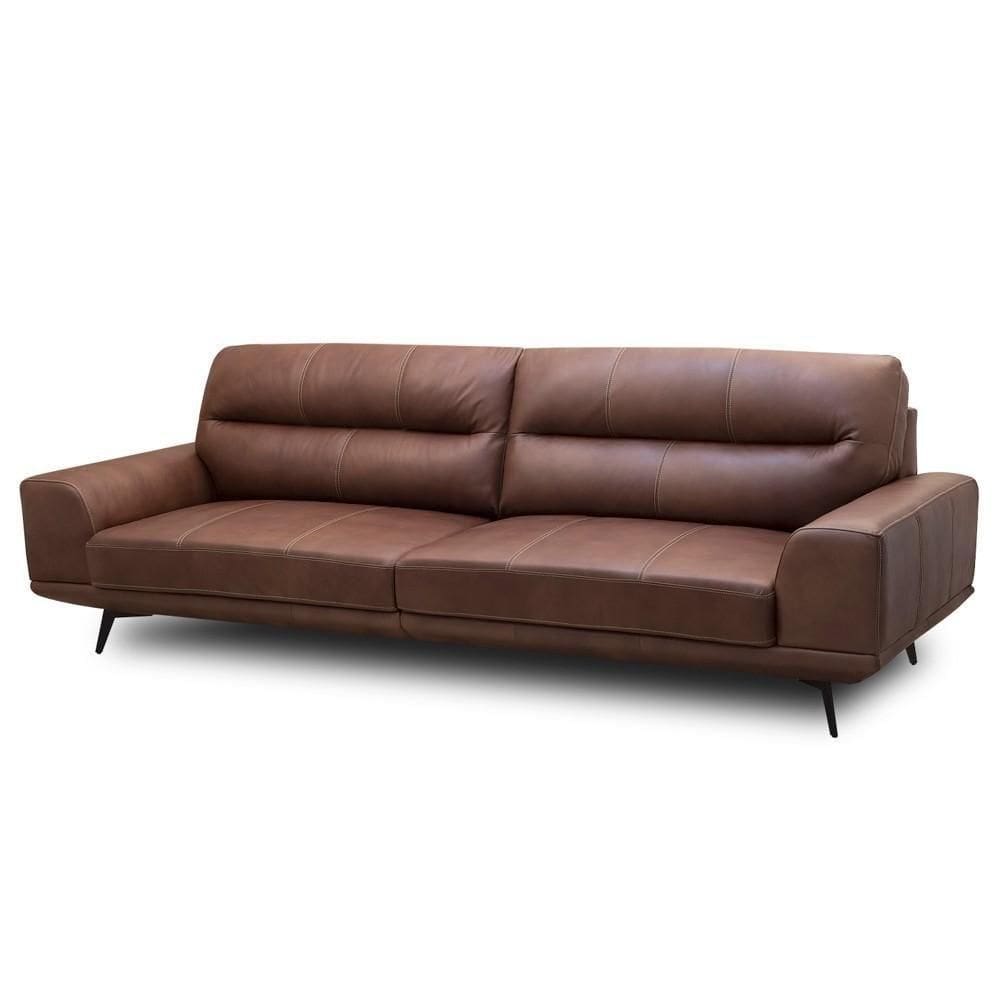 Sofá 3 Lugares Para Sala Living 256cm Niton L08 Couro Marrom - Mpozenato
