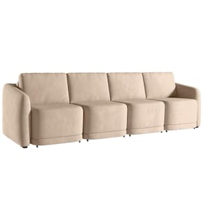 Sofá Cama Casal Para Sala 396cm Polska K04 Veludo Bege - Mpozenato