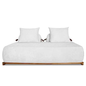 Sofá 3 Lugares 220cm Ilha Base Madeira Viero S06 Boucle Branco - Mpozenato