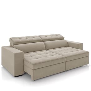 Sofá Retrátil Reclinável 4 Lugares 290cm Vick M22 Suede Bege - Mpozenato