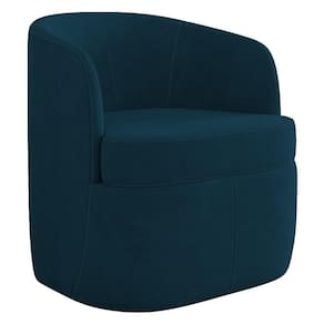 Poltrona Giratória Decorativa Para Sala Dandara K04 Veludo Azul - Mpozenato