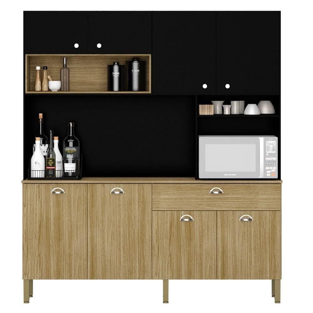 Armário De Cozinha Compacta 182cm Mary K02 Freijó/nero - Mpozenato