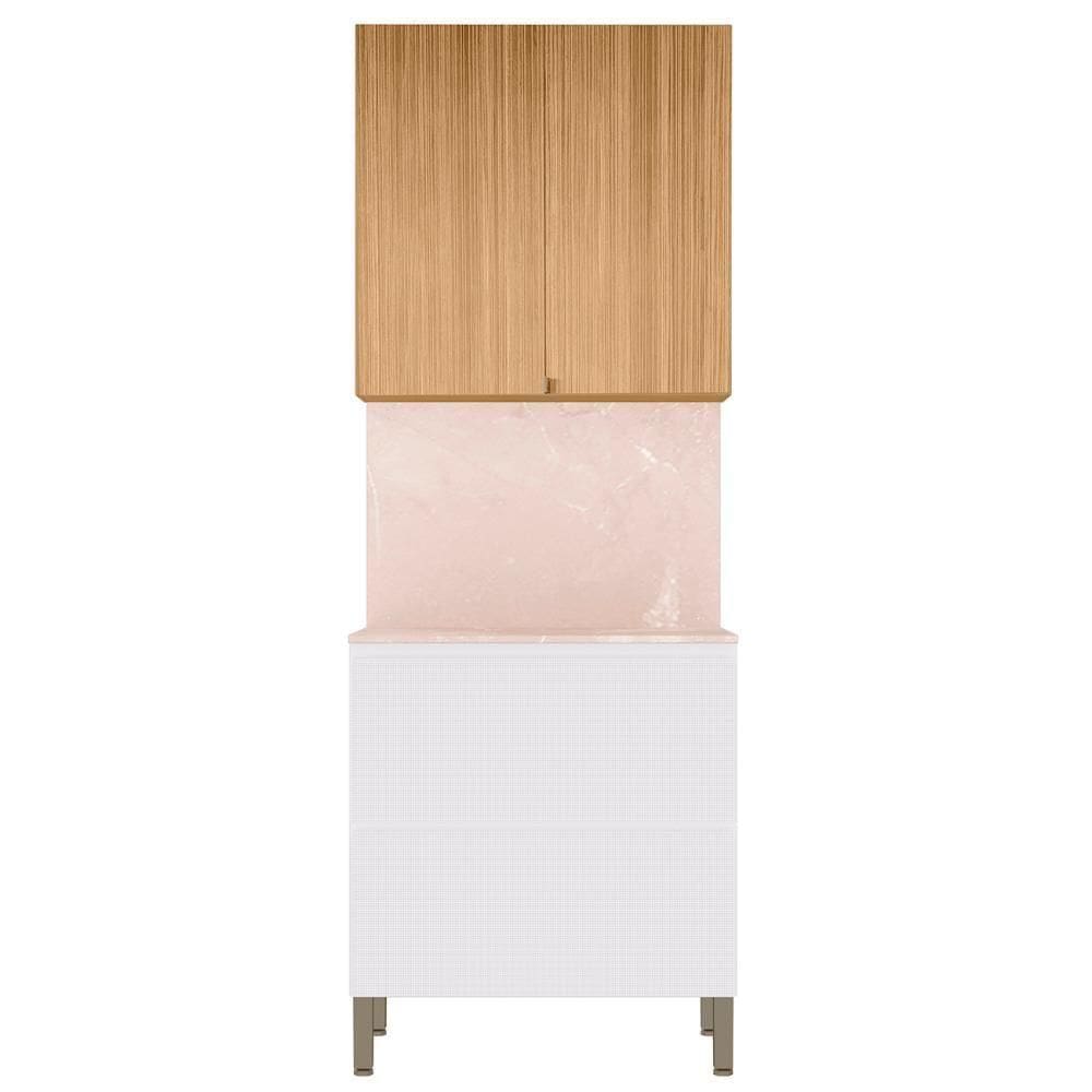 Armário De Cozinha Aéreo E Balcão 80cm Minsk K02 Branco/freijó - Mpozenato