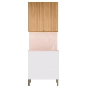 Armário De Cozinha Aéreo E Balcão 80cm Minsk K02 Branco/freijó - Mpozenato