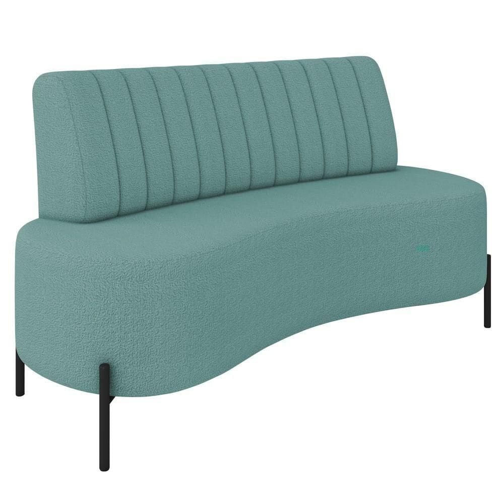 Sofá 2 Lugares 160cm Pés Aço Preto Tamar K04 Bouclê Azul - Mpozenato