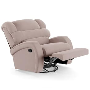 Poltrona Do Papai Reclinável Kalie Glider Giratória Usb Fh9 Veludo Rosê - Mpozenato