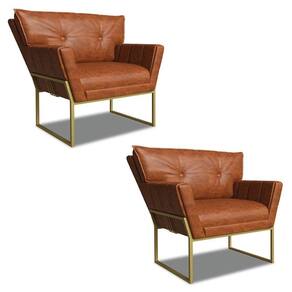 Poltrona Sala Industrial Dourado Kit 2 Anitta Sintético Pu Nozes D03 - D`rossi