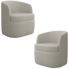 Kit 2 Poltronas Giratória Decorativa Para Sala Dandara K04 Bouclê Bege - Mpozenato