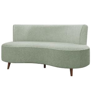Sofá 2 Lugares Para Sala Living 135cm Pés Palito Korah K04 Bouclê Verde água - Mpozenato