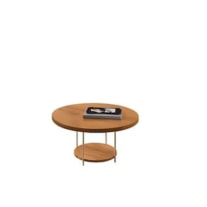 Mesa De Centro Redonda Mdf Pés Metálicos Mia Cinamomo H01 - D`rossi