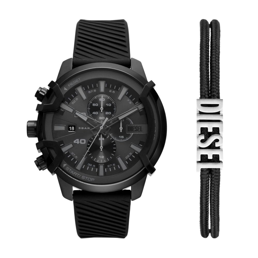 Conjunto de presente de relógio e pulseira Diesel Griffed DZ4650SET masculino