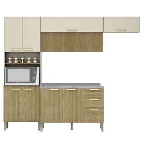 Armário De Cozinha 5 Peças Urban02 Balcão Com Pia 120cm Z06 Freijó/vanilla - Mpozenato