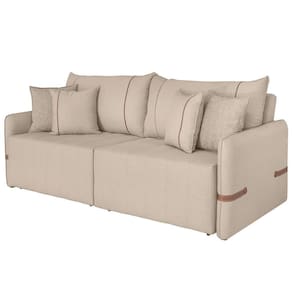 Sofá Cama Retrátil 160cm Essence D05 Linho Bege/camel - Mpozenato