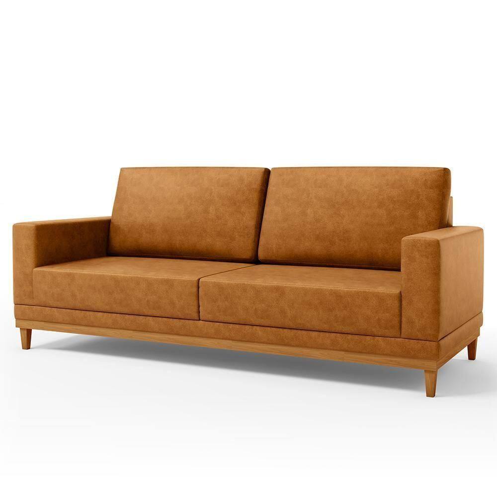 Sofá 3 Lugares 200cm Living Sala De Estar Kayrós D05 Sintético Whisky - Mpozenato