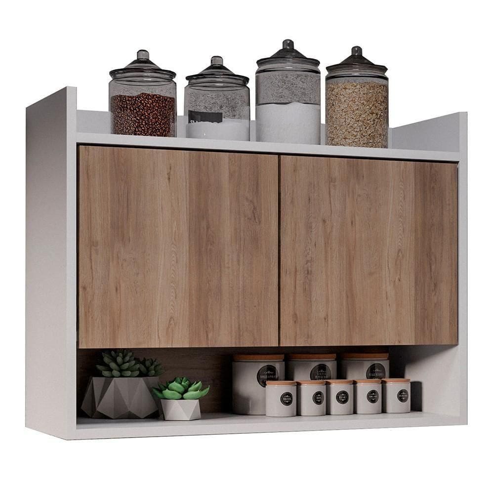 Armário De Cozinha Aéreo 71cm 2 Portas 1 Nicho Ceci Z34 Branco/freijó - Mpozenato