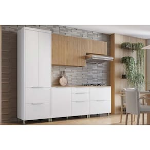 Kit de Cozinha Completa 5 Peças Rainha e Marquesa (2Aéreos+2Balcões+1Paneleiro) C5P110 Nature/Branco - Nesher
