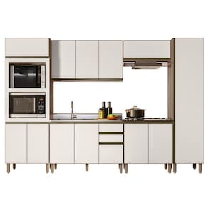 Armário De Cozinha 6 Peças Com Pia 120cm Jessy N03 Carvalho/off - Mpozenato